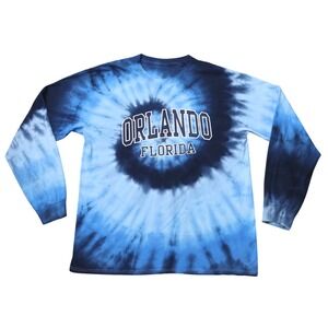 Unbranded Orlando Florida Long Sleeve T-Shirt Mens L Blue Tie Dye Spiral